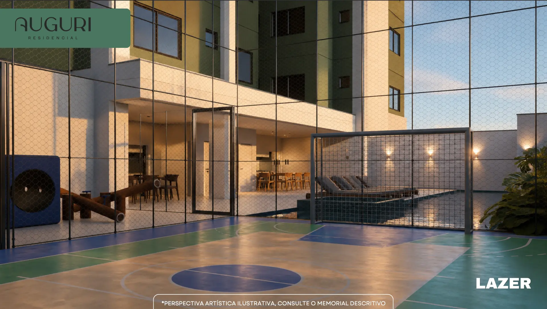 Quadra — perspectiva artística ilustrativa do Auguri Residencial